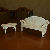 Куклы и игрушки handmade. Livemaster - original item furniture for dolls 1:12. Set. Sofa with coffee table. Handmade.