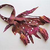 Сувениры и подарки handmade. Livemaster - original item Felted Patch Scarf Collar with Flowers Removable New Year Gift. Handmade.