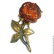 Украшения handmade. Livemaster - original item Amber rose brooch flower brooch for woman gift under vintage Burgundy. Handmade.