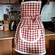 aprons: Kitchen apron made of linen in a vichy cage, Aprons, Volsk,  Фото №1