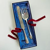 Винтаж: Антикварный набор десертные вилки и ножи,серебро 800,Золинген