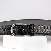 Аксессуары handmade. Livemaster - original item Python leather belt Black, width 3,9 cm. Handmade.