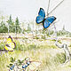 Синий кулон бабочка на лугу Прозрачное летнее тропическое украшение, Кулон, Симферополь,  Фото №1