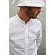 Рубашка мужская из конопляной ткани Hemp Collarless Shirt Natural. Рубашки мужские. VÄN Studio. Интернет-магазин Ярмарка Мастеров.  Фото №2