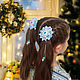 Бантики для волос "Снежинки" с подвесками. Заколки и резинки для волос. Bantiki-samara. Интернет-магазин Ярмарка Мастеров.  Фото №2
