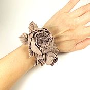 Украшения handmade. Livemaster - original item Handmade leather bracelet with flowers Rose dance Powder. Handmade.