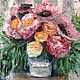 A bouquet of peonies in a vase, a painting in the impasto technique in the bedroom. Pictures. myfoxyart (MyFoxyArt). Online shopping on My Livemaster.  Фото №2