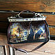 Leather carry on Wolf bag. Medicine doctor bag. Hand painted, Valise, Trakai,  Фото №1