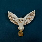 Украшения handmade. Livemaster - original item Owl with amber – carved brooch. Handmade.