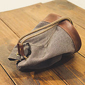 Сумки и аксессуары handmade. Livemaster - original item Leather and canvas toiletry bag. Handmade.