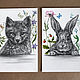 Cute bunny and a fox cub, illustration in the nursery 2 pcs. Pictures. Kat_Fray. Интернет-магазин Ярмарка Мастеров.  Фото №2