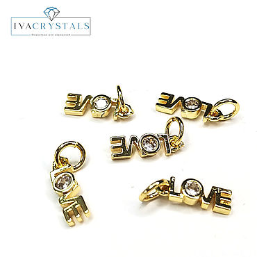 Подвеска LOVE 11,5х3,5 мм с фианитом, Позолота, ПДз231. . Материалы для творчества ручной работы - Ярмарка Мастеров Материалы для творчества ручной работы. Ярмарка Мастеров - ручная работа Подвеска LOVE 11,5х3,5 мм с фианитом, Позолота, ПДз231. Handmade.