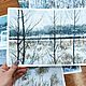 Order A small watercolor painting of the First snow. Trees, grasses and a lake. Pictures for the soul (RozaSavinova). Livemaster. . Pictures Фото №3