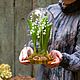 Ландыши с улиткой в стеклянном клоше. Холодный фарфор, Композиции, Москва,  Фото №1