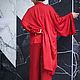 Шелковый брючный костюм-кимоно для полных (тройка) «Red”. Костюмы. Александра Майская. Интернет-магазин Ярмарка Мастеров.  Фото №2