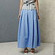 The skirt is made of linen and cotton summer blue pleated tapered-leg. Skirts. Voielle. My Livemaster. Фото №6