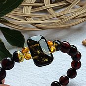 Украшения handmade. Livemaster - original item Baltic amber bracelet, cherry color, green amber insert. Handmade.