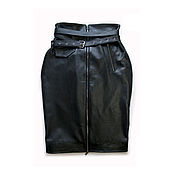 Одежда handmade. Livemaster - original item High-waisted leather pencil skirt. Handmade.