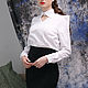 Order White blouse cotton shirt, Office business with collar. Lara (EnigmaStyle). Livemaster. . Blouses Фото №3