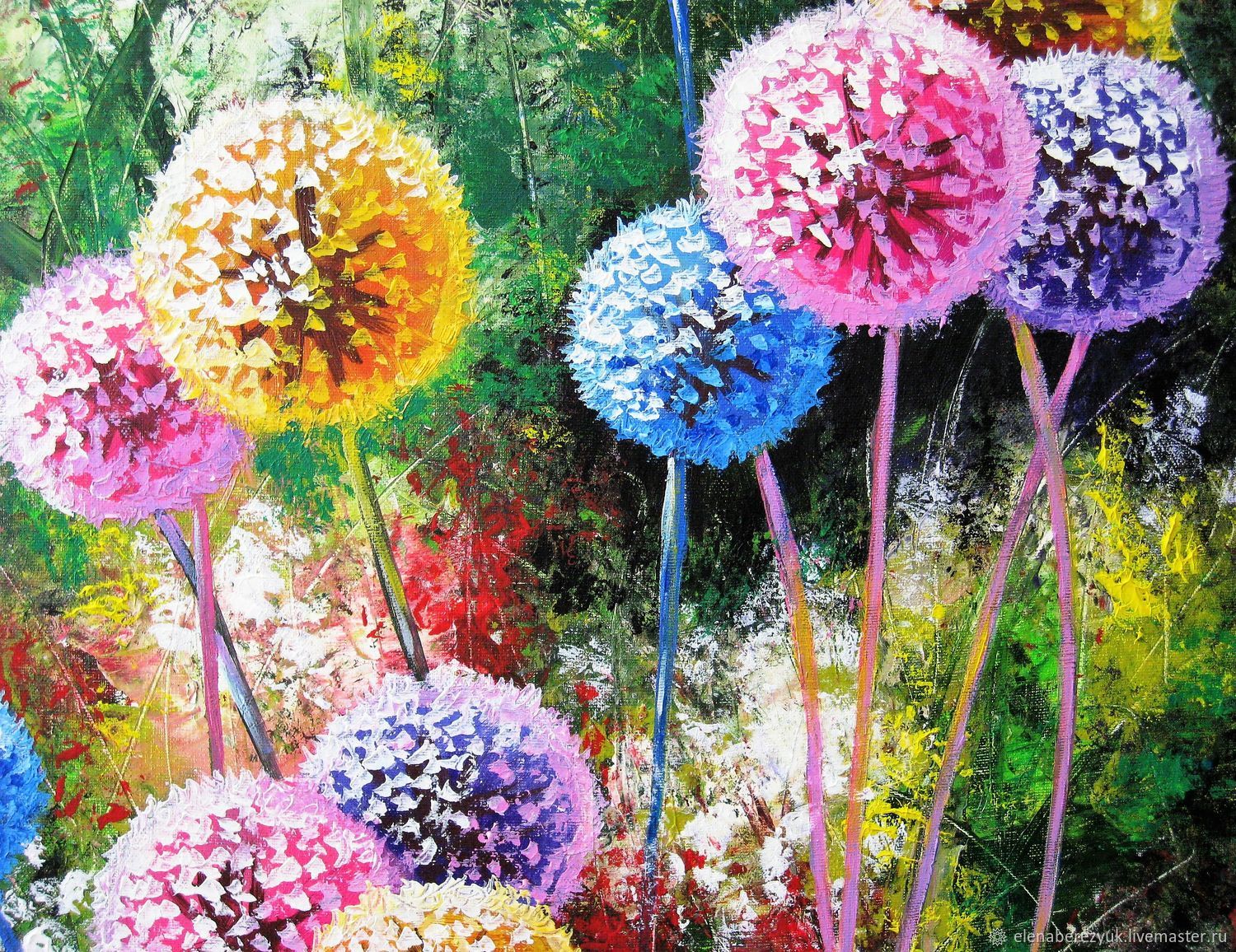 Dandelion flower art  Original acrylic painting   