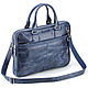 Leather business bag 'Clark' (blue antique). Classic Bag. Russian leather Guild. Online shopping on My Livemaster.  Фото №2