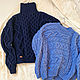 Order Jerseys: Women's knitted sweater with a cross pattern in blue to order. Kardigan sviter - женский вязаный свитер кардиган оверсайз. Livemaster. . Sweaters Фото №3