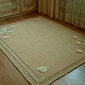 Для дома и интерьера handmade. Livemaster - original item Carpet palace knitted from cord with applique Floral. Handmade.