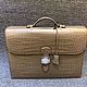 Men's classic briefcase, crocodile leather, beige, Brief case, St. Petersburg,  Фото №1