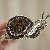 Украшения handmade. Livemaster - original item Snail Brooch with ammonite. Handmade.