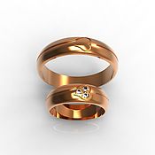 Свадебный салон handmade. Livemaster - original item Paired wedding rings with hearts, gold (Ob59). Handmade.