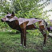 Дача и сад handmade. Livemaster - original item Polygonal sculpture wolf. Handmade.