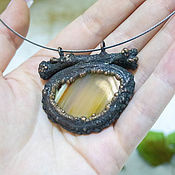 Украшения handmade. Livemaster - original item Copper agate pendant and birch branch.. Handmade.