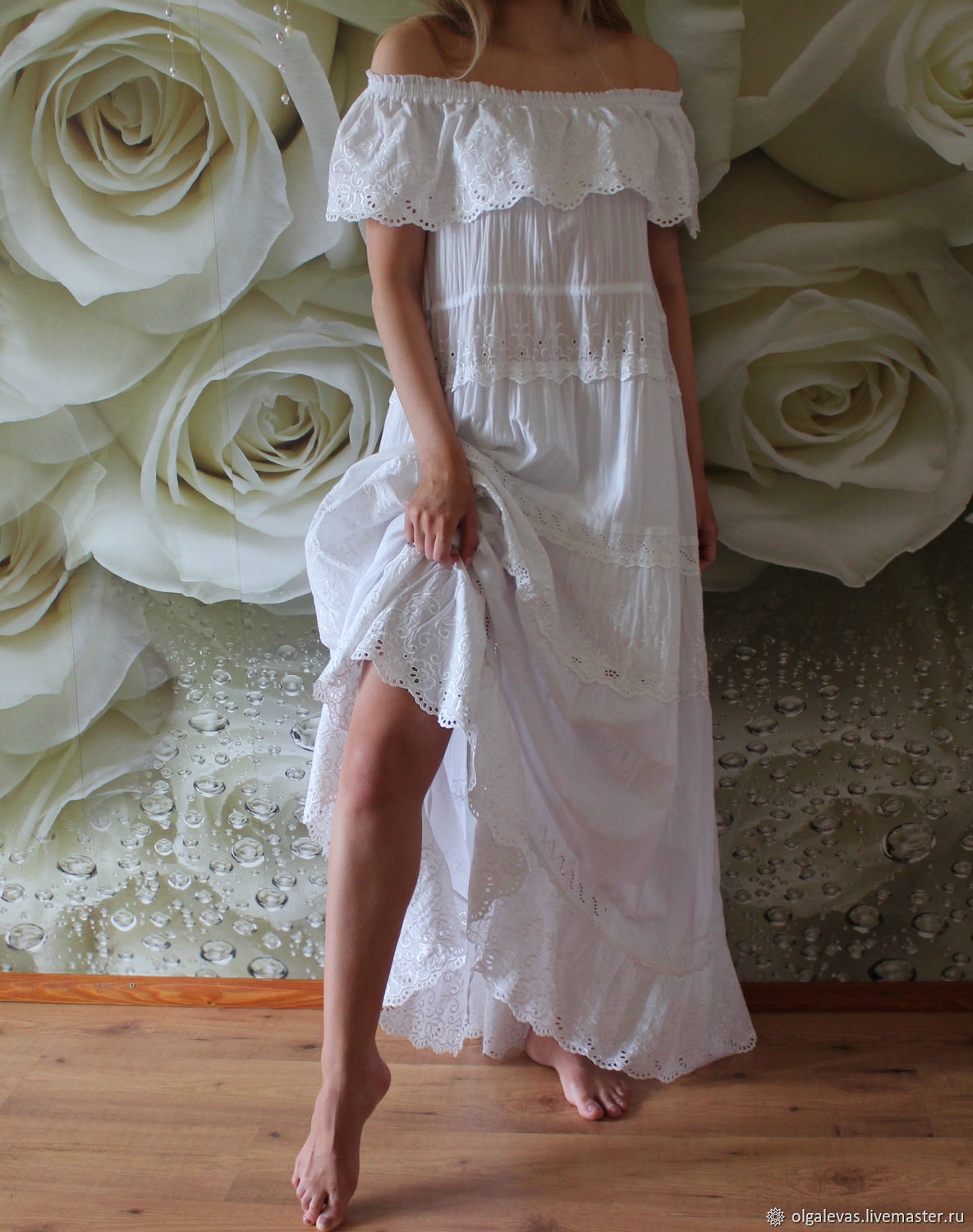 Dress boho summer white lace.From the sea foam.Boho. Bohemian.Vintage ...