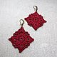Wine-colored linen necklace and earrings, openwork light red set. Jewelry Sets. Ritasdreams (ritasdreams). My Livemaster. Фото №5