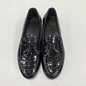 Обувь ручной работы handmade. Livemaster - original item Loafers with tassels, made of genuine crocodile leather, black color.. Handmade.