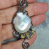 Украшения handmade. Livemaster - original item Baroness pendant with sapphires and a large pearl. Handmade.