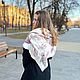 Платок шёлковый атласный с экопринтом «Серебряный  дождь». Платки. HELEN BRY Авторская женская одежда. Интернет-магазин Ярмарка Мастеров.  Фото №2
