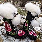 Обувь ручной работы handmade. Livemaster - original item Boots lace up Red flower 2. Handmade.