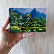 Картины и панно handmade. Livemaster - original item Landscape with a river 