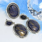 Украшения handmade. Livemaster - original item Ivanessa ring and earrings with blue cat`s eye in silver 925 IV0019. Handmade.