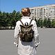  Women's Leather Backpack Brown Green Esmi Mod. R. 32-132-1. Backpacks. Natalia Kalinovskaya. My Livemaster. Фото №6