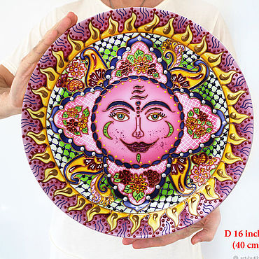 Картины и панно ручной работы. Ярмарка Мастеров - ручная работа Декоративная тарелка "Розовое Солнце" украшение на стену. Handmade.
