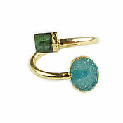 Украшения handmade. Livemaster - original item Ring with tourmaline and quartz, ring with green tourmaline. Handmade.