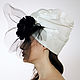 White silk organza turban with big black rose and net. Caps. TURBAN SVS. My Livemaster. Фото №6