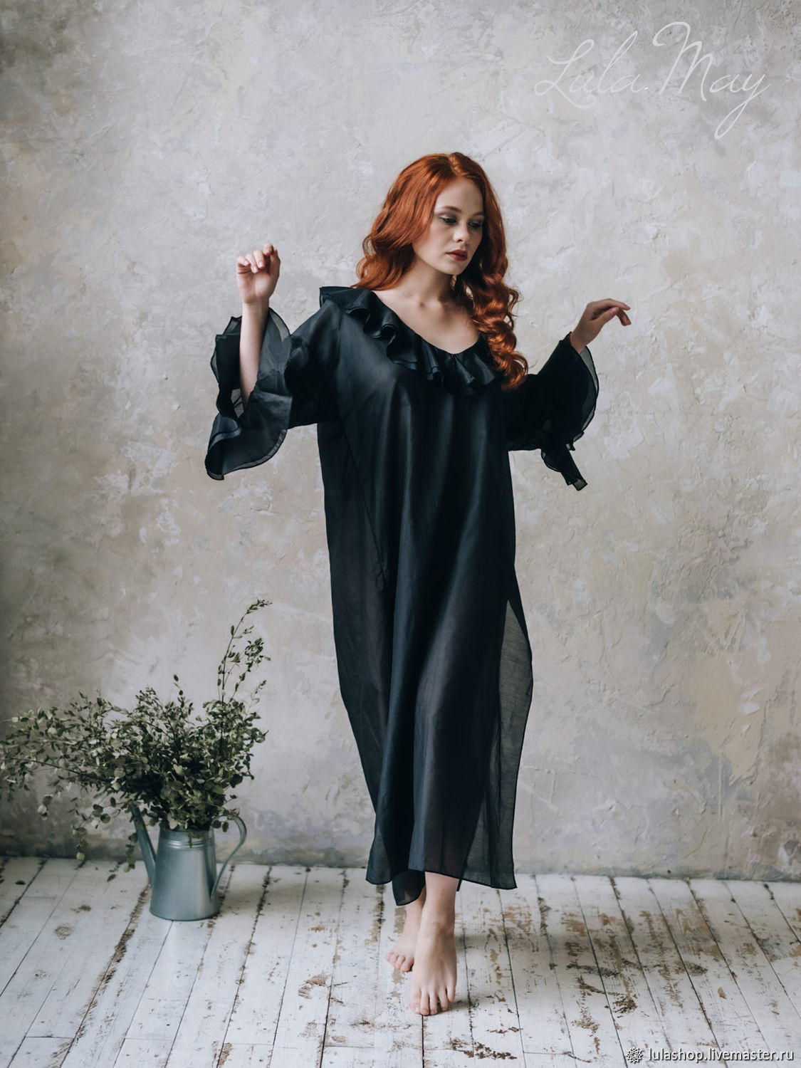 Babydoll from MADAME silk gauze long black – купить на Ярмарке Мастеров –  JNVNACOM | Nightdress, Moscow