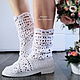 White Summer Women's Ankle Boots Openwork Cotton. Ankle boot. MadameBoots. My Livemaster. Фото №5
