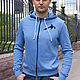 Men's Hoodie, Blue Zipper Summer Sweatshirt, Sweatshirts for men, Novosibirsk,  Фото №1