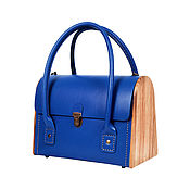 Сумки и аксессуары handmade. Livemaster - original item Blue bag made of genuine leather and wood CEILI classic model. Handmade.