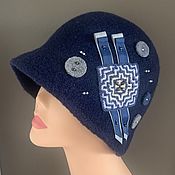 Аксессуары handmade. Livemaster - original item The cloche hat is blue. Handmade.