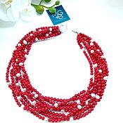 Украшения handmade. Livemaster - original item Coral necklace with natural pearls. Handmade.